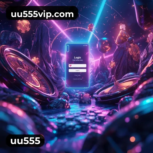App uu555 para iOS e Android — interface mobile, login biométrico e PIX integrado